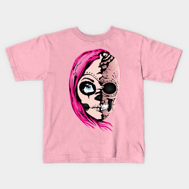 Mexican girl's skull Kids T-Shirt by Petrwill